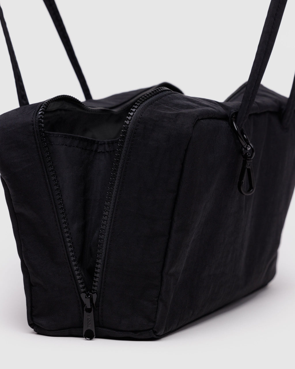 Nylon Bowler Bag in Black for Comfortable Crossbody Style