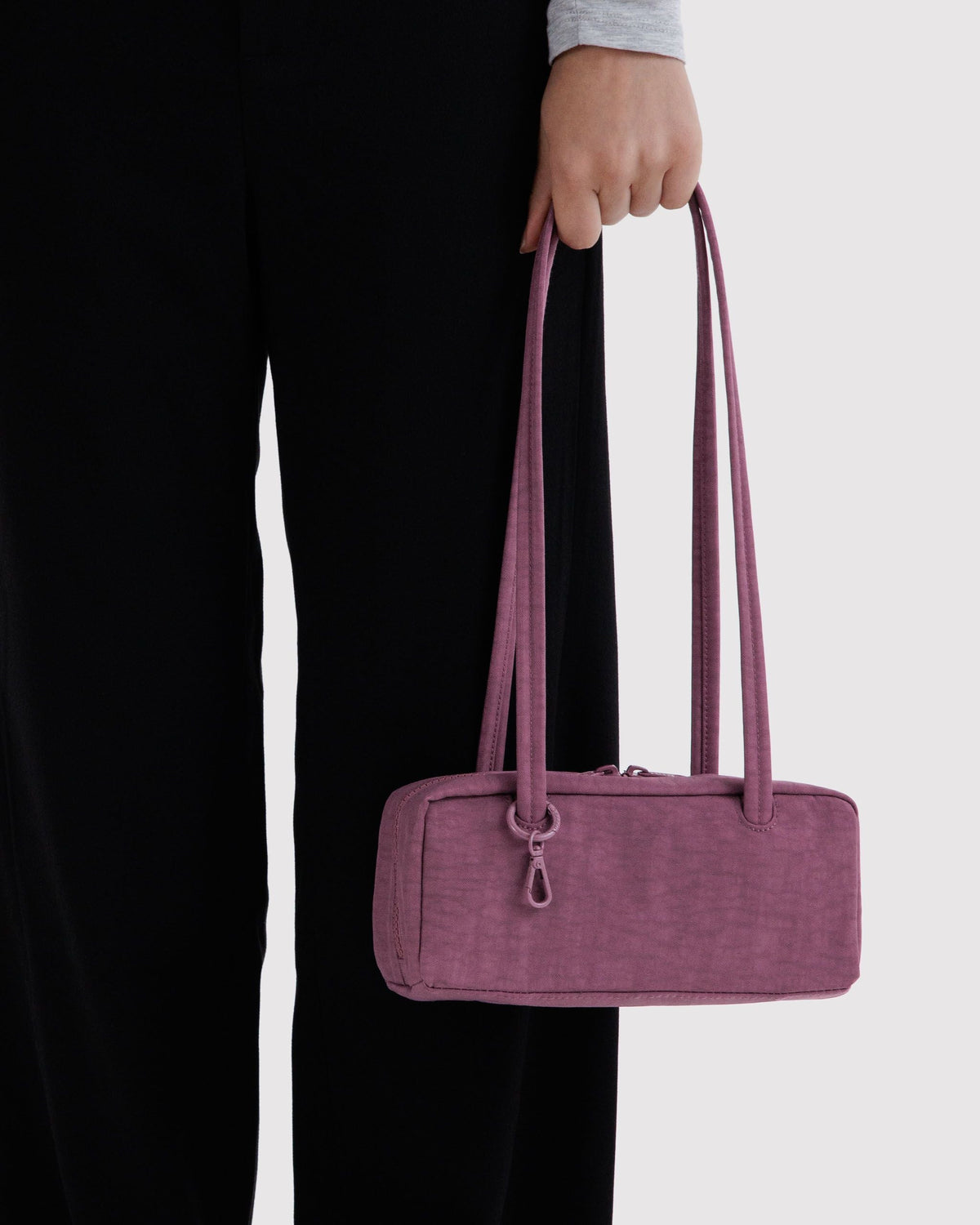 Small Nylon Bowler Bag in Wild Plum for Comfortable Crossbody Style