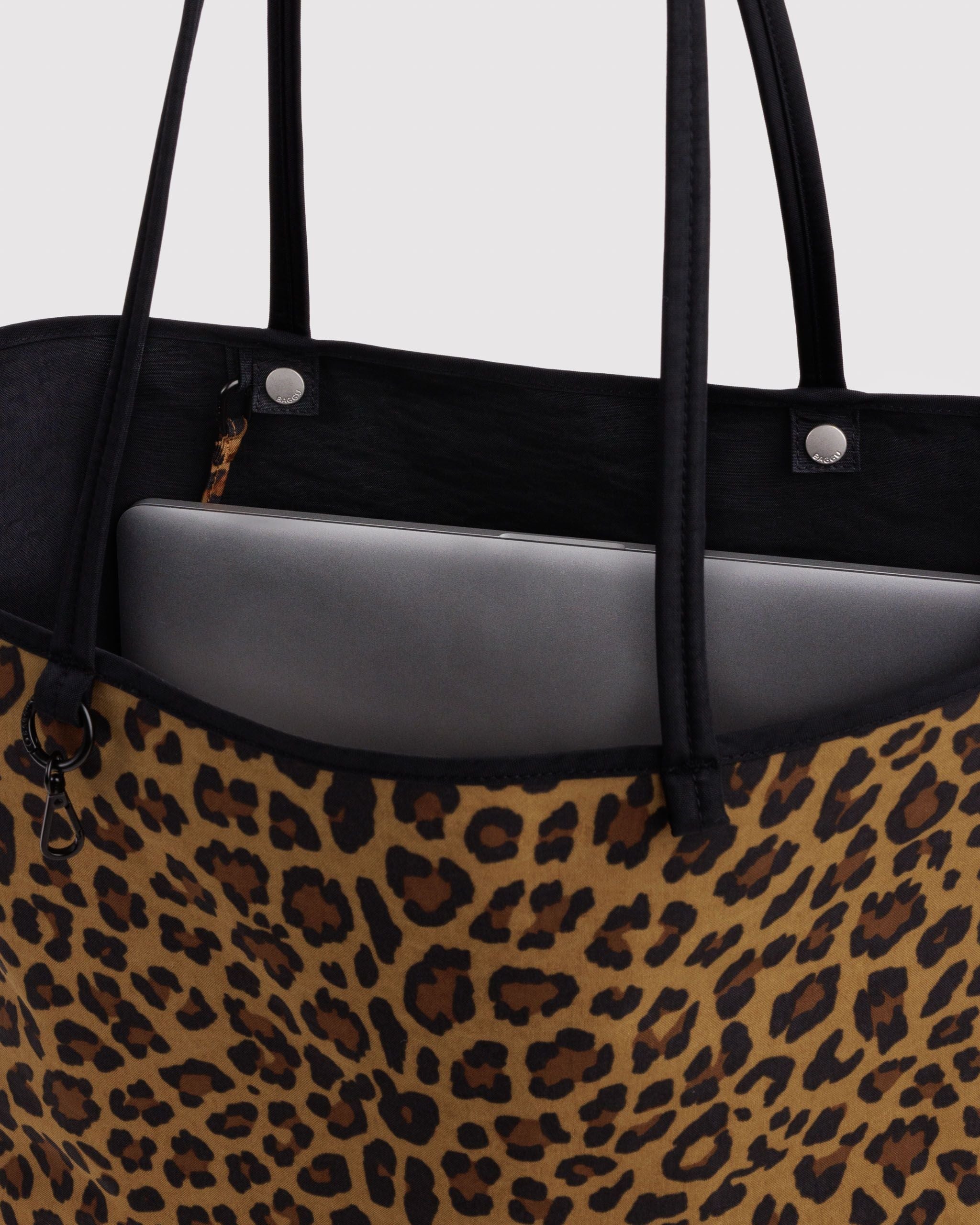 Large Nylon Reversible Tote in Leopard Mix for Spacious Casual Carry