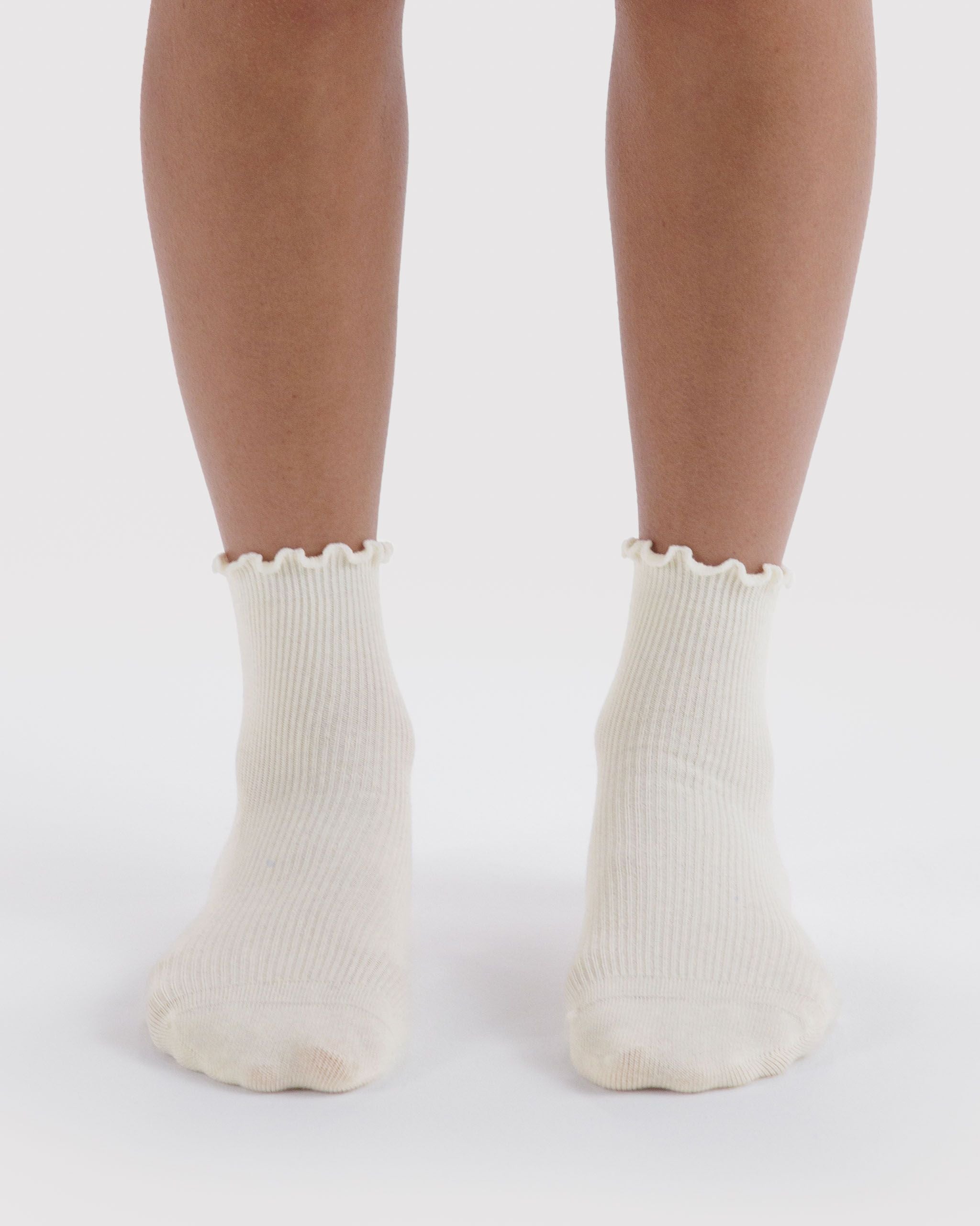 Lettuce Edge Sock Set of 2 in White for Colorful Everyday Comfort