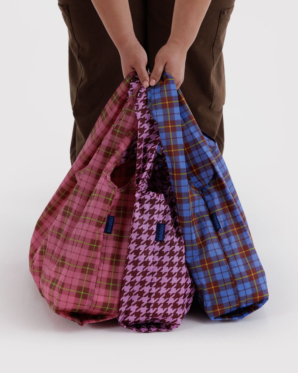Standard Baggu Set of 3 in Check Mix for Colorful Daily Shopping