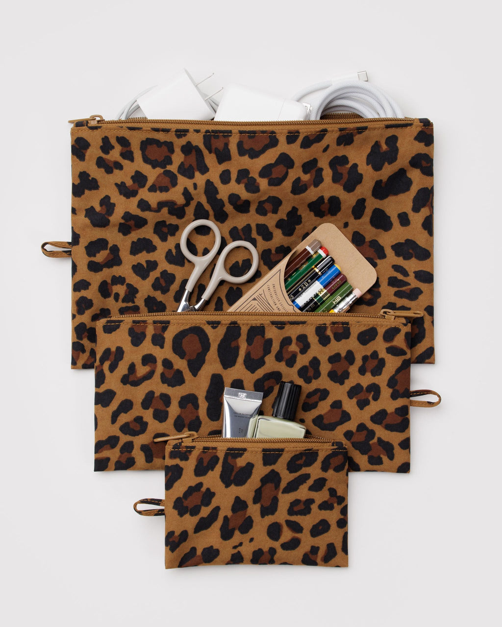 Flat Pouch Set in Leopard for Practical Everyday Organizer