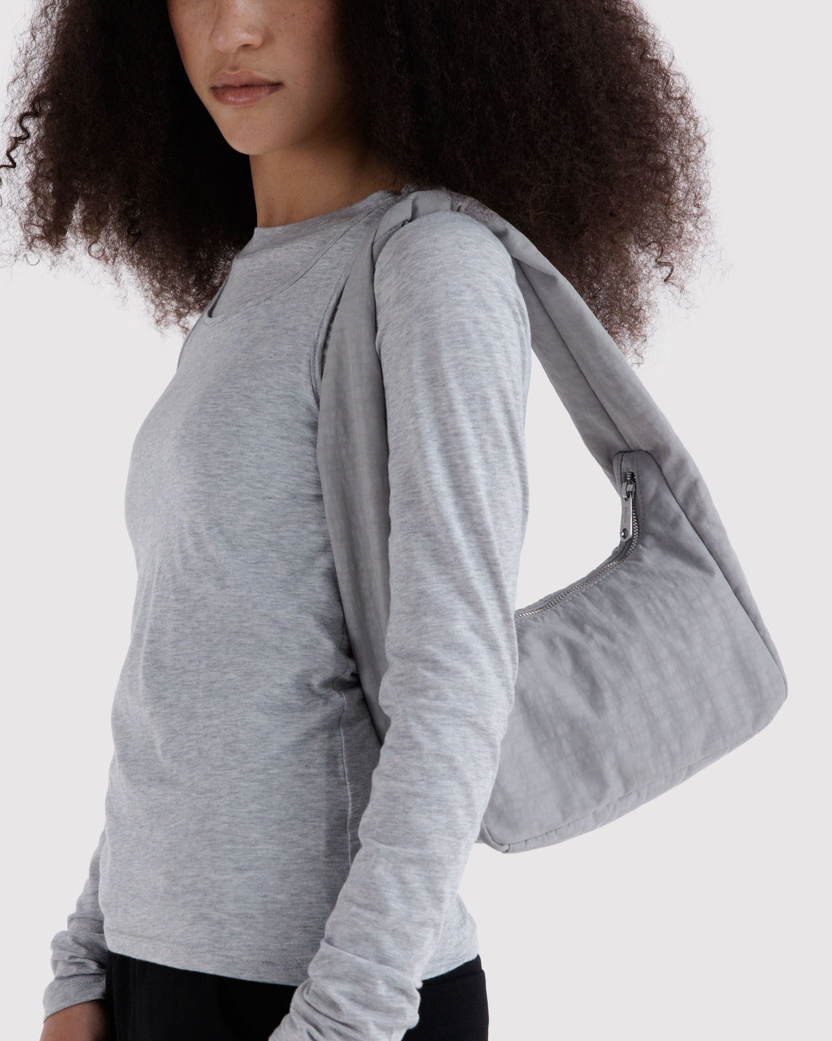 Small Nylon Meringue Bag in Fog for Comfortable Crossbody Style