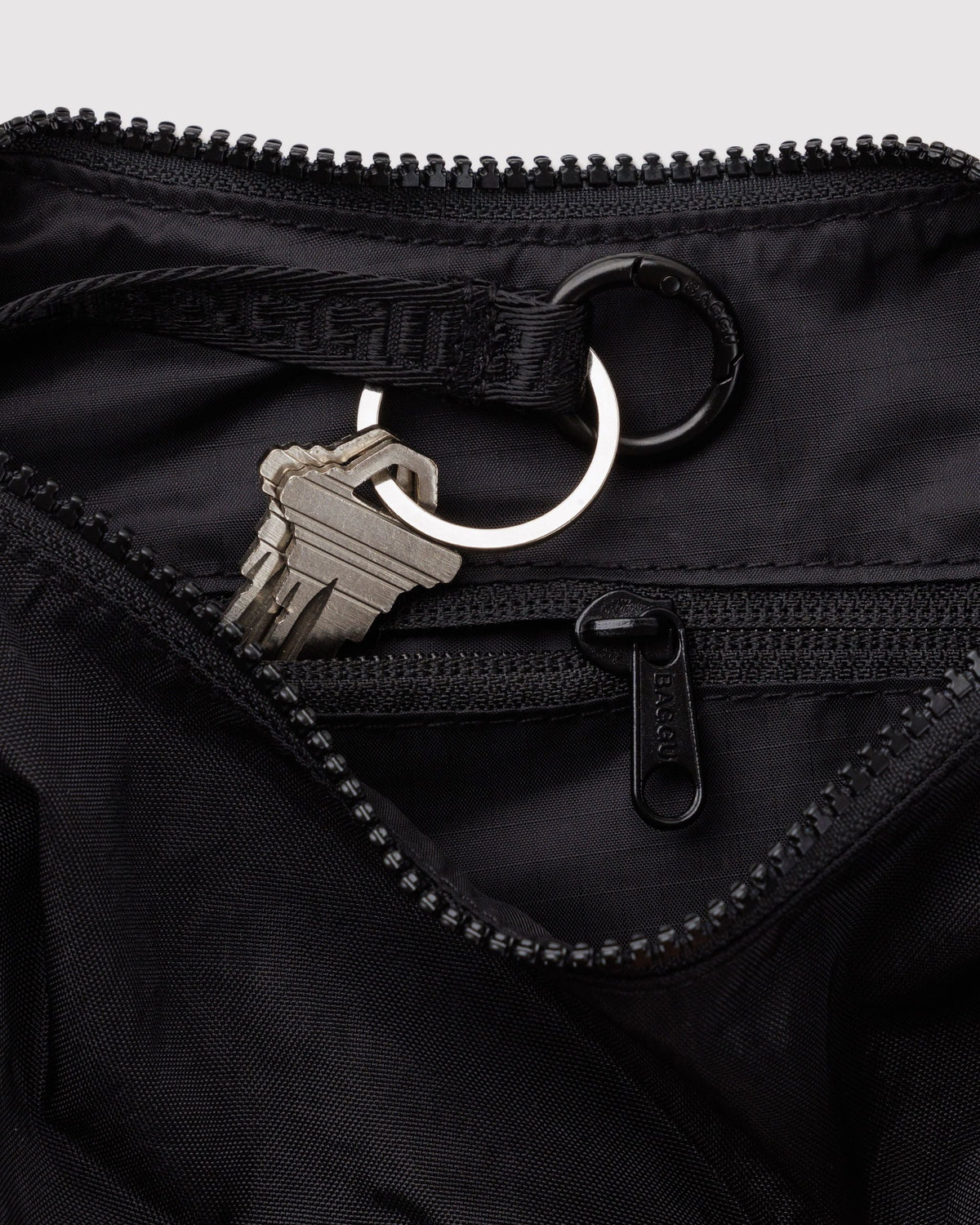 Small Nylon Crescent Bag in Black for Comfortable Crossbody Style