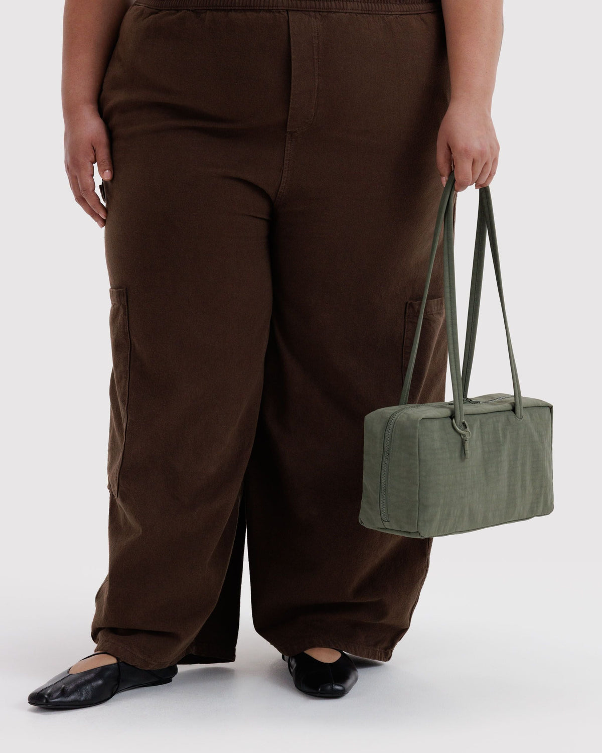 Nylon Bowler Bag in Caper for Comfortable Crossbody Style