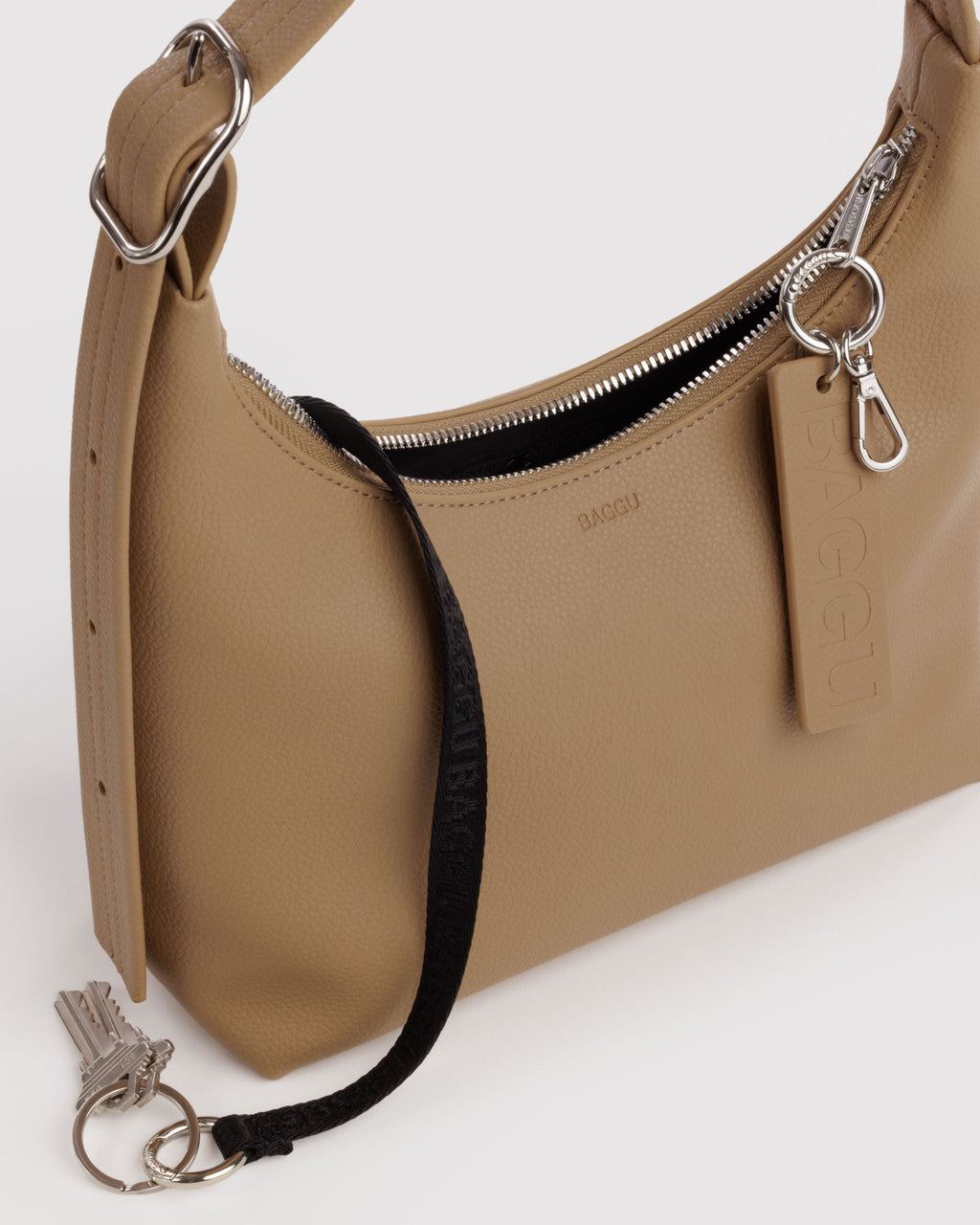 Mini Recycled Leather Shoulder Bag in Dune - Practical Use
